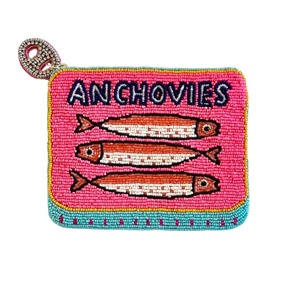 Lily Posh Anchovies Coin Purse, Anchovies Tin Can, Beaded Bag - Picture 1 of 2